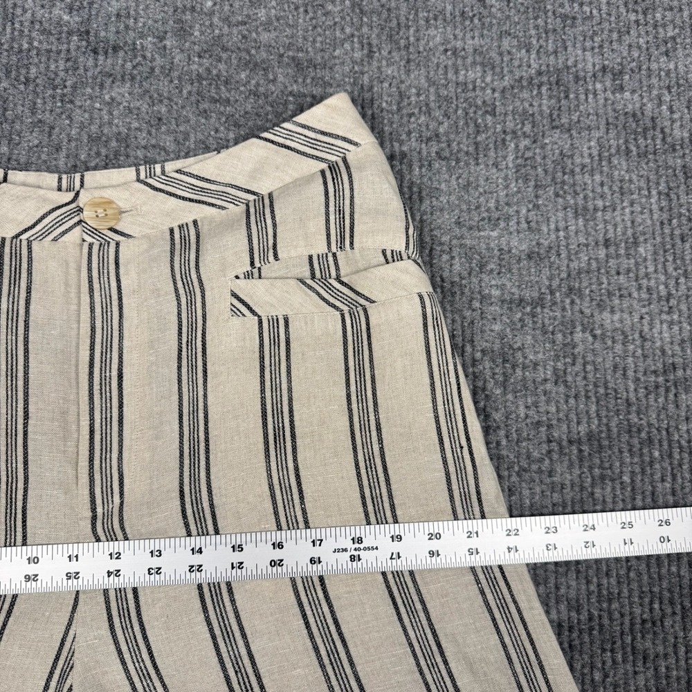 mare mare Pants Womens L Anthropologie 100% Linen Striped Wide Leg High Rise - Picture 7 of 10